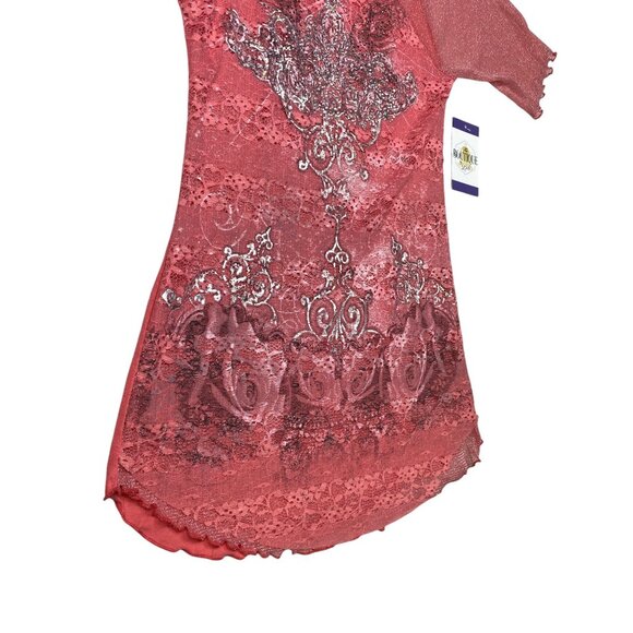 Angels Diamonds Tunic Top Womens S Red Whimsi Goth Indie Sleaze Soft Girl Glam - Picture 12 of 16